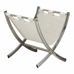 Cheapest ๐ฅ Monarch Faux Leather Magazine Rack In White And Chrome ๐ฅฐ