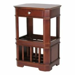Best deal ๐ Wayborn Magazine Rack With One Drawer 19Wx15Dx28"H End Table In Brown Wood ๐
