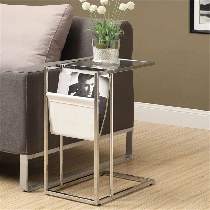 Budget 🌟 Atlin Designs Glass Top End Table With Magazine Rack In Chrome 😀 - Image 2