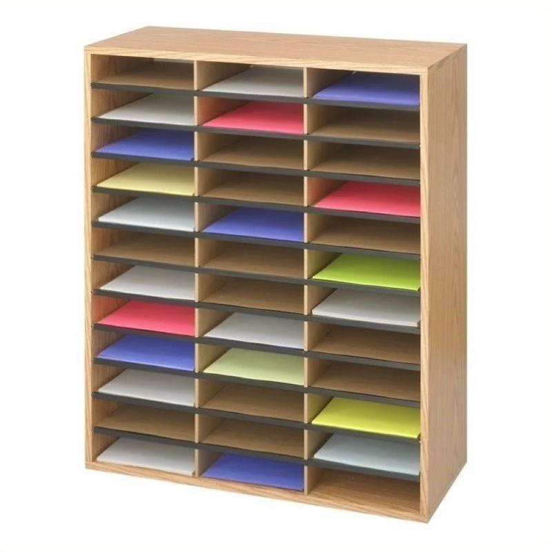 Cheap ๐ Bowery Hill Corrugated 36 Compartment Literature Organizer In Oak ๐ฏ