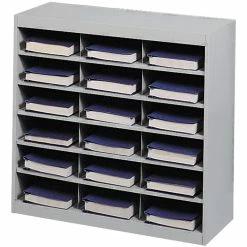 Cheap 😀 Safco E-Z Stor Grey Steel Mail Organizer - 18 Compartments ⭐