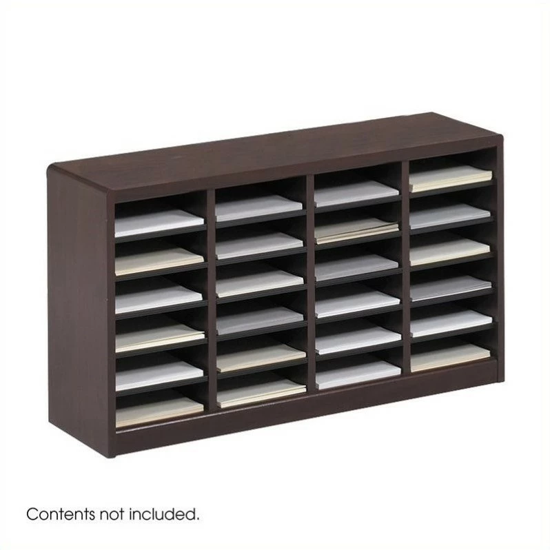 Hot Sale 🎉 Safco E-Z Stor Mahogany Wood Mail Organizer - 24 Compartments ⌛