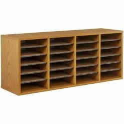 Cheapest 🛒 Safco Medium Oak 24 Compartment Wood Adjustable File Organizer ⭐