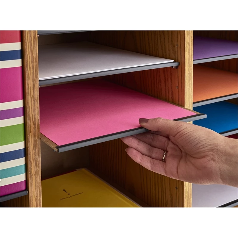 Discount โค๏ธ Safco Medium Oak 36 Compartment Wood Adjustable File Organizer Light Brown ๐งจ - Image 3