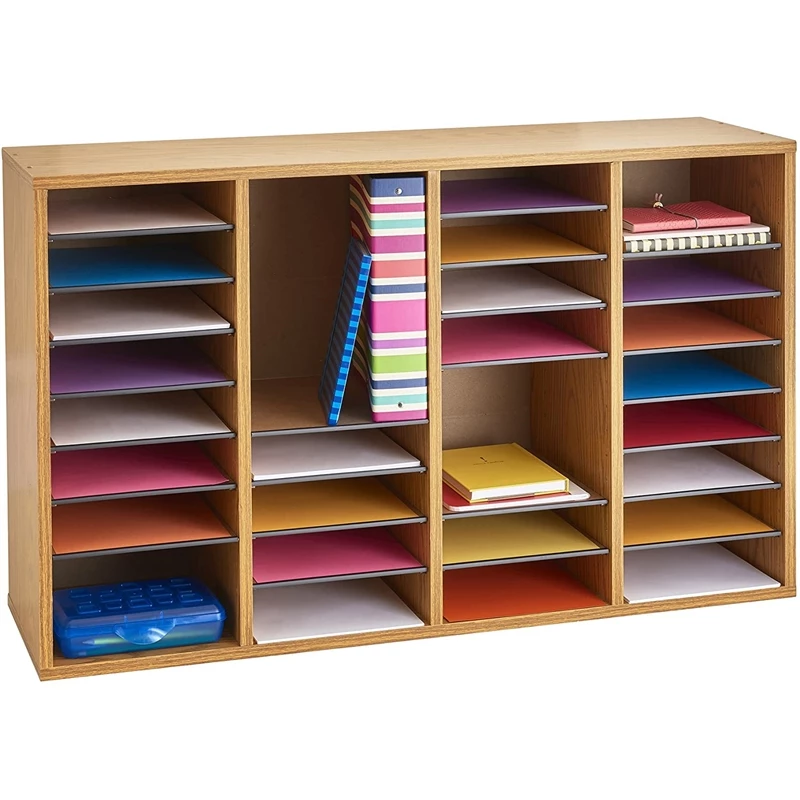 Discount โค๏ธ Safco Medium Oak 36 Compartment Wood Adjustable File Organizer Light Brown ๐งจ - Image 4