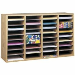 Discount โค๏ธ Safco Medium Oak 36 Compartment Wood Adjustable File Organizer Light Brown ๐งจ