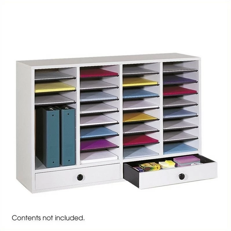 Best Sale โญ Safco Grey Wood Adjustable 32 Compartment File Organizer With Drawer ๐ฏ