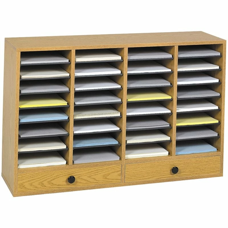 Best reviews of ๐ Safco Medium Oak Wood Adjustable 32 Compartment File Organizer With Drawer โจ