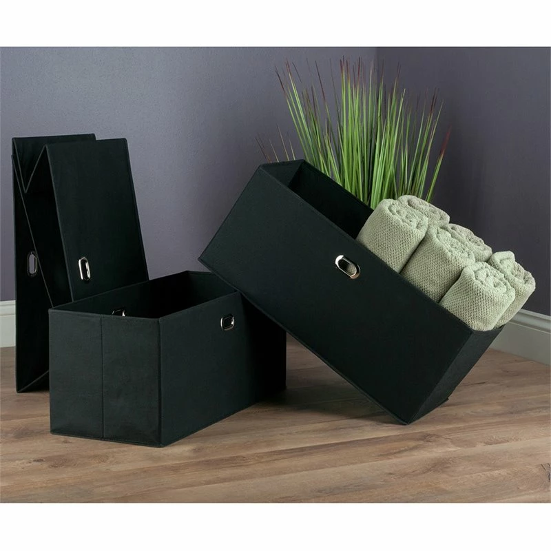 Best Sale 🎁 Winsome Torino Fabric Folding Basket In Black (Set Of 3) 🌟 - Image 2
