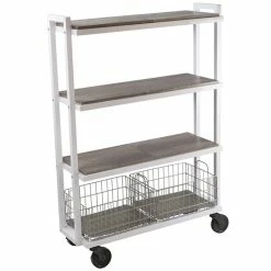 Coupon 🔔 Atlantic Inc Atlantic Narrow XLarge Metal And Wire Cart System 4-Tier In White ✔️