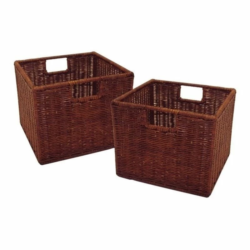 Hot Sale ⌛ Pemberly Row 2 Small Wired Baskets In Antique Walnut 🌟