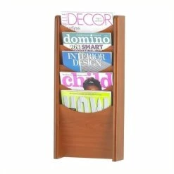 Best Pirce 🔥 Scranton & Co 5 Pocket Wood Magazine Rack In Cherry 🧨