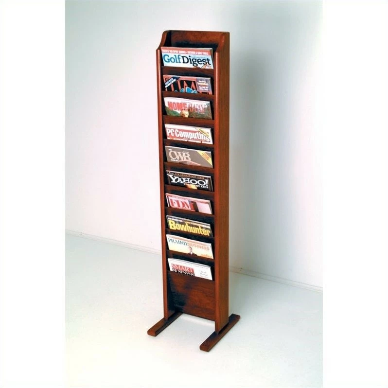 Coupon ๐ฏ Pemberly Row Free Standing 10 Pocket Magazine Rack In Mahogany ๐