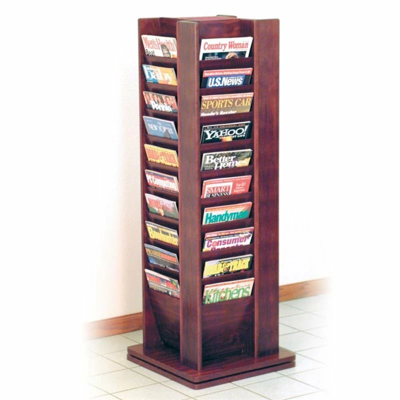 Outlet ๐ Pemberly Row 40 Magazine Spinning Rack In Mahogany ๐