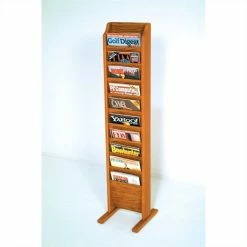 Best Sale ✔️ Pemberly Row Free Standing 10 Pocket Magazine Rack In Medium Oak 🧨