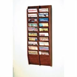 Buy 😀 Pemberly Row 20 Pocket Wall Mount Magazine Rack In Mahogany ✨