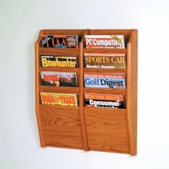 Deals 🔥 Pemberly Row 8 Pocket Magazine Wall Rack In Medium Oak 🥰