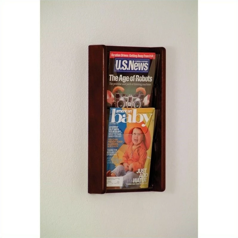 Best deal ๐งจ Pemberly Row 2 Pocket Acrylic And Oak Wall Display In Mahogany โญ