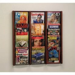 Deals 👏 Pemberly Row 12 Pocket Acrylic And Oak Wall Display In Mahogany 🎉