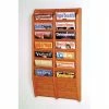 Wholesale 🎉 Pemberly Row 14 Pocket Medium Oak Wall Mount Magazine Rack 💯