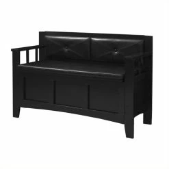 Promo 😍 Riverbay Furniture Padded Bench In Black Finish 😀