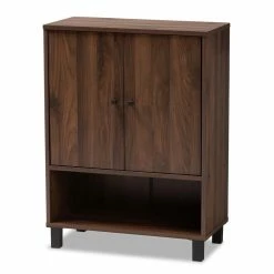 Brand new ❤️ Baxton Studio Rossin Walnut Brown Finished 2-Door Wood 👟 Shoe Cabinet ⭐