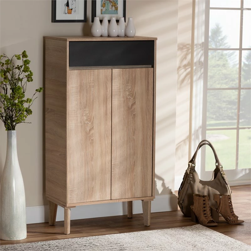 Best reviews of 🎁 Baxton Studio Fella Two-Tone Oak Brown And Dark Gray 👟 Shoe Cabinet 🔔 - Image 2