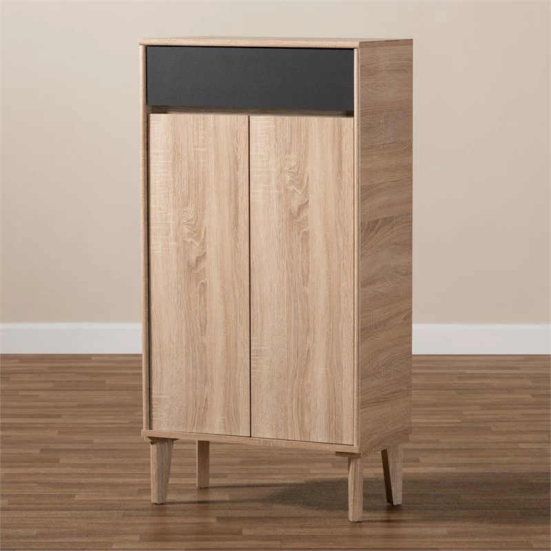 Best reviews of 🎁 Baxton Studio Fella Two-Tone Oak Brown And Dark Gray 👟 Shoe Cabinet 🔔 - Image 4
