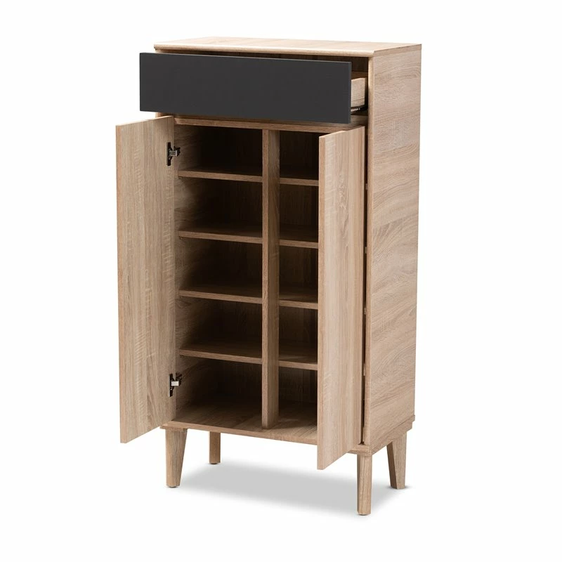 Best reviews of 🎁 Baxton Studio Fella Two-Tone Oak Brown And Dark Gray 👟 Shoe Cabinet 🔔 - Image 9