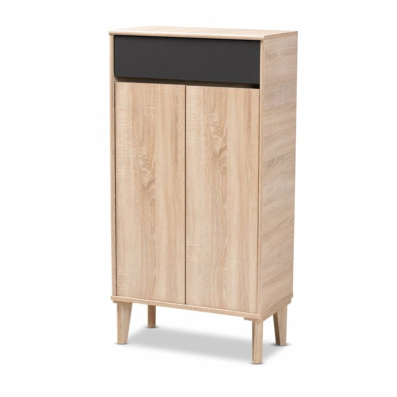 Best reviews of 🎁 Baxton Studio Fella Two-Tone Oak Brown And Dark Gray 👟 Shoe Cabinet 🔔