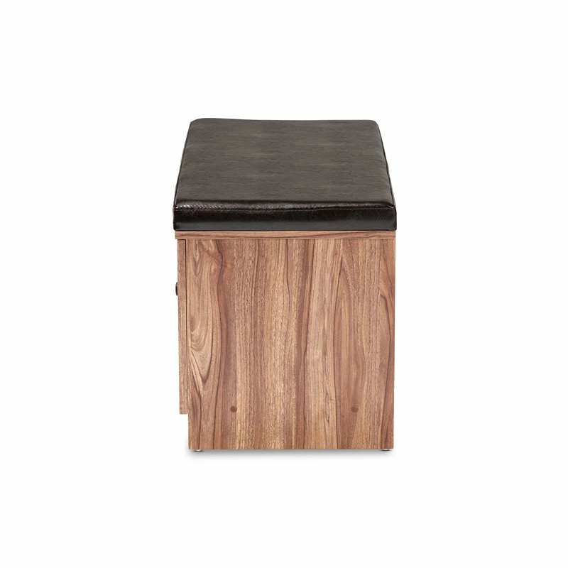 Buy ๐ฅ Baxton Studio Valina Brown Faux Leather 2-Door 2-Shelves Wood ๐ Shoe Storage Bench โค๏ธ - Image 4