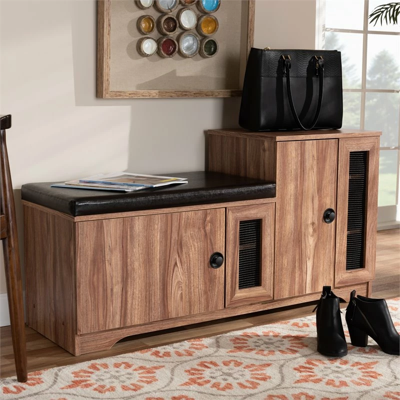 Top 10 ๐งจ Baxton Studio Valina Brown Faux Leather 2-Door 5-Shelves Wood ๐ Shoe Storage Bench ๐ - Image 7