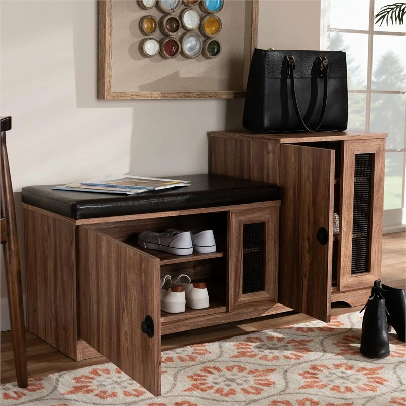 Top 10 ๐งจ Baxton Studio Valina Brown Faux Leather 2-Door 5-Shelves Wood ๐ Shoe Storage Bench ๐ - Image 8