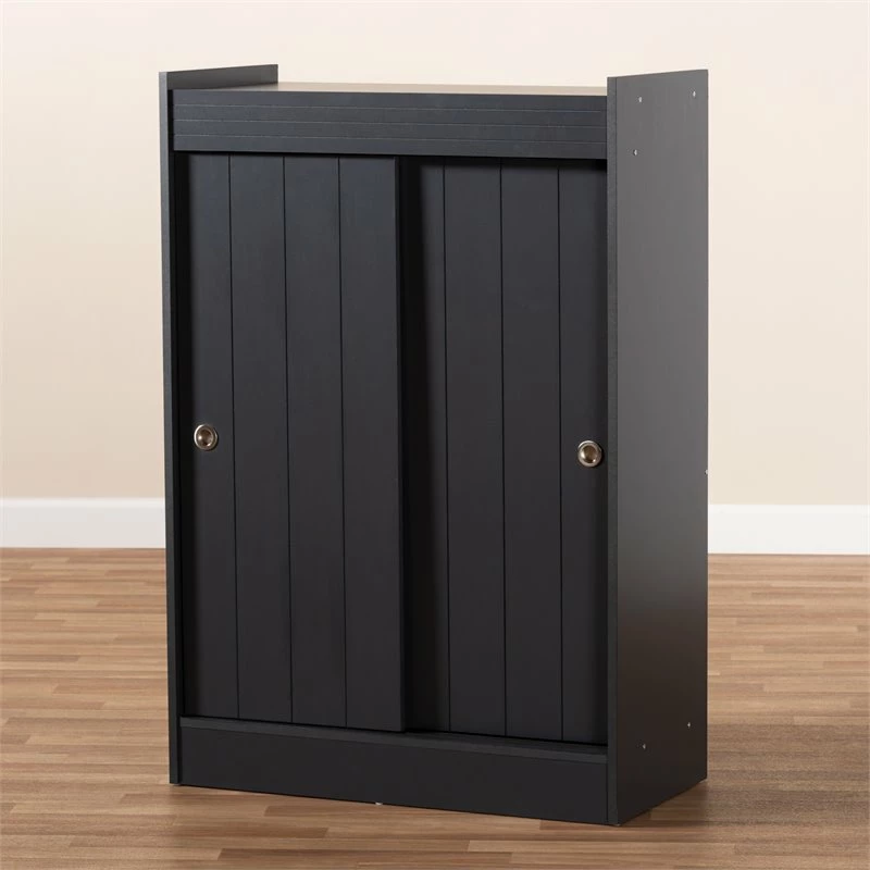 Wholesale 👏 Baxton Studio Leone Finished 2-Door Wood Entryway 👟 Shoe Storage Cabinet In Gray 😉 - Image 8
