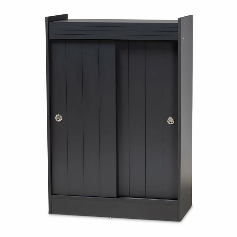Wholesale 👏 Baxton Studio Leone Finished 2-Door Wood Entryway 👟 Shoe Storage Cabinet In Gray 😉