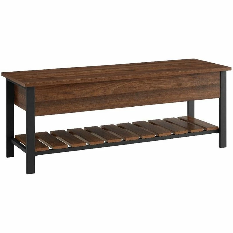 Promo ⭐ Walker Edison 48" Modern Farmhouse Wood Storage Bench In Dark Walnut 👏