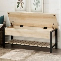 Cheapest ๐ Cooper 48" Open-Top Storage Bench With ๐ Shoe Shelf In White Oak ๐