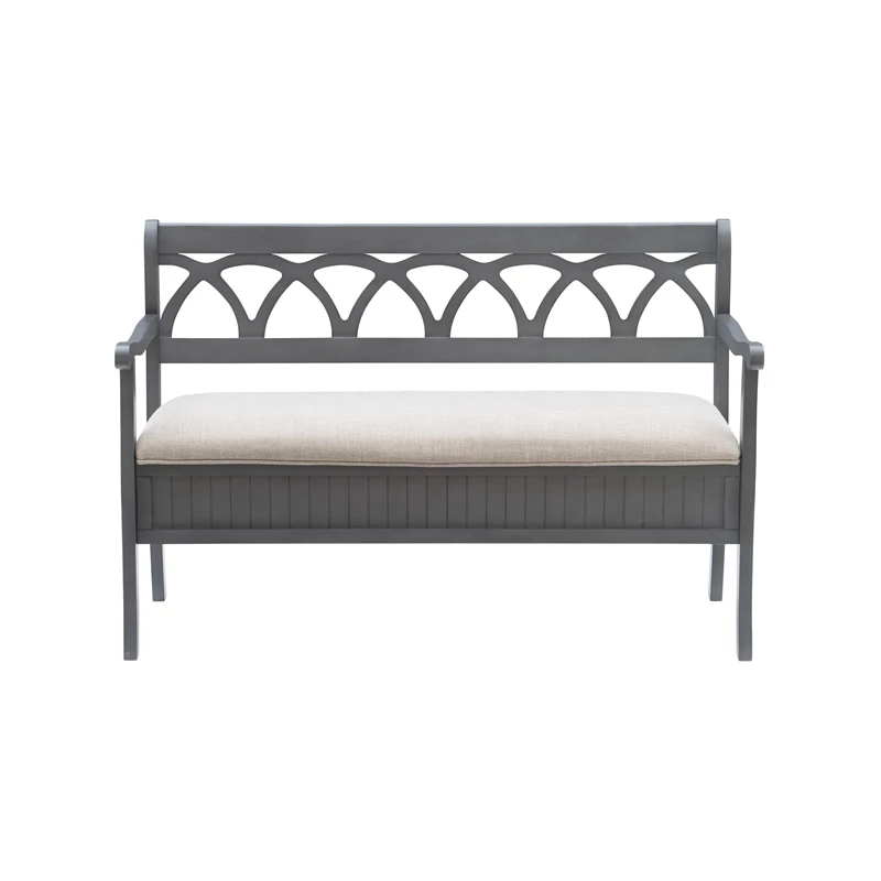 Budget 😉 Linon Elliana Wood Storage Bench In Gray 👏 - Image 4