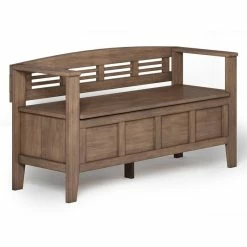 Deals โค๏ธ Simpli Home Adams Wood 48" Contemporary Entryway Bench In Rustic Natural Brown ๐ฅ