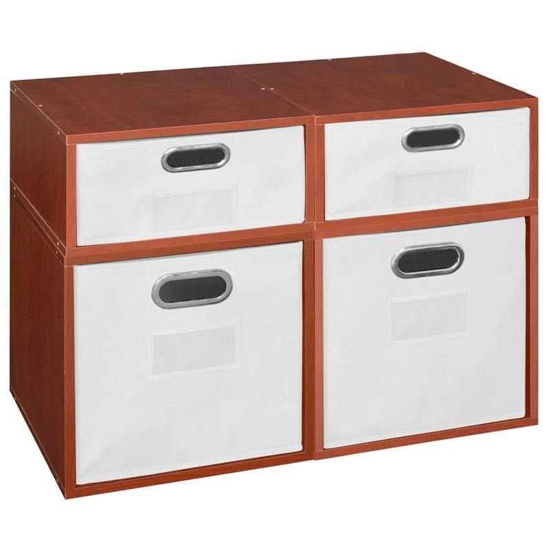 Discount 🤩 Niche Cubo Storage Set- 2 Full Cubes/2 Half Cubes W/ Foldable Bins- Cherry/White ✔️
