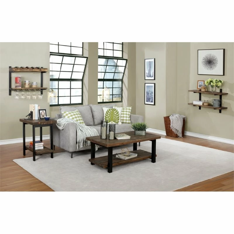 Cheapest ❤️ Alaterre Furniture Pomona 36" Metal And Solid Wood Wall Shelf 🔥 - Image 3