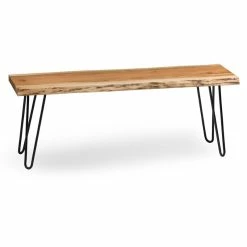 Wholesale 👏 Alaterre Furniture Hairpin Natural Live Edge Wood With Metal 48 Bench In Natural 🥰
