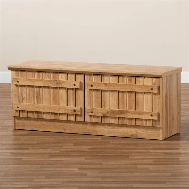 Hot Sale ๐งจ Baxton Studio Oswald Natural Oak Brown Finished Wood 2-Door Storage Bench ๐ - Image 8
