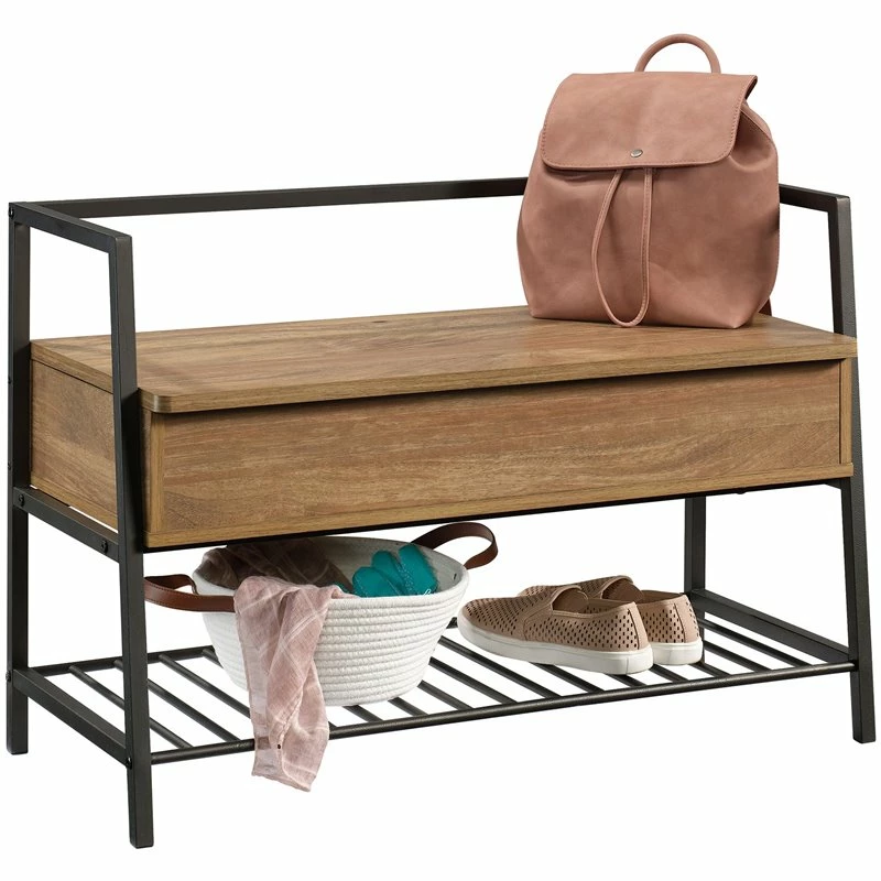 New 😉 Sauder North Avenue Engineered Wood Entryway Storage Bench In Sindoori Mango 😍 - Image 5