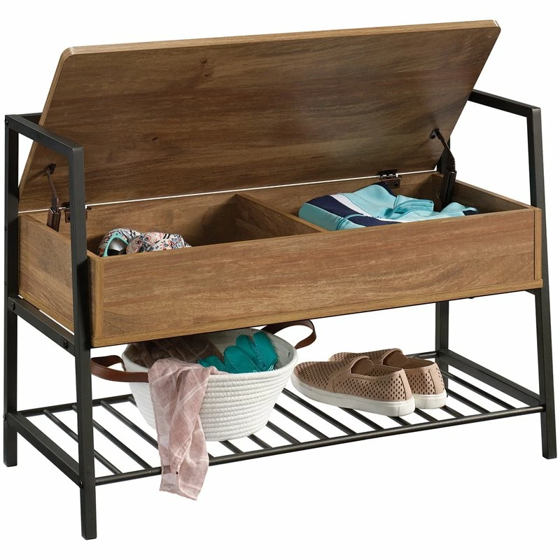 New 😉 Sauder North Avenue Engineered Wood Entryway Storage Bench In Sindoori Mango 😍 - Image 6