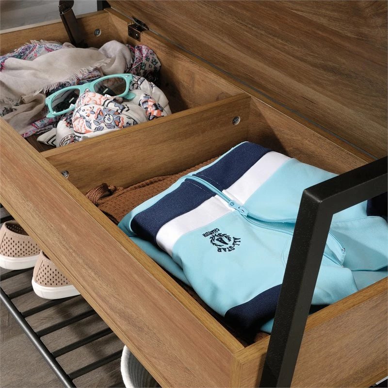 New 😉 Sauder North Avenue Engineered Wood Entryway Storage Bench In Sindoori Mango 😍 - Image 8