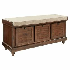 Best Sale ✨ OSP Home Furnishings Dover Storage Bench In Distressed Brown Fully Assembled 🥰