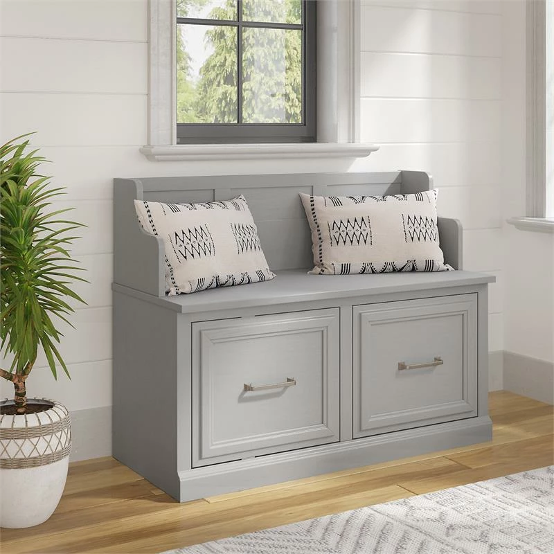 Top 10 โค๏ธ Kathy Ireland Home By Bush Furniture Woodland 40W Entryway Bench With Doors In Cape Cod Gray - Engineered Wood ๐ - Image 2
