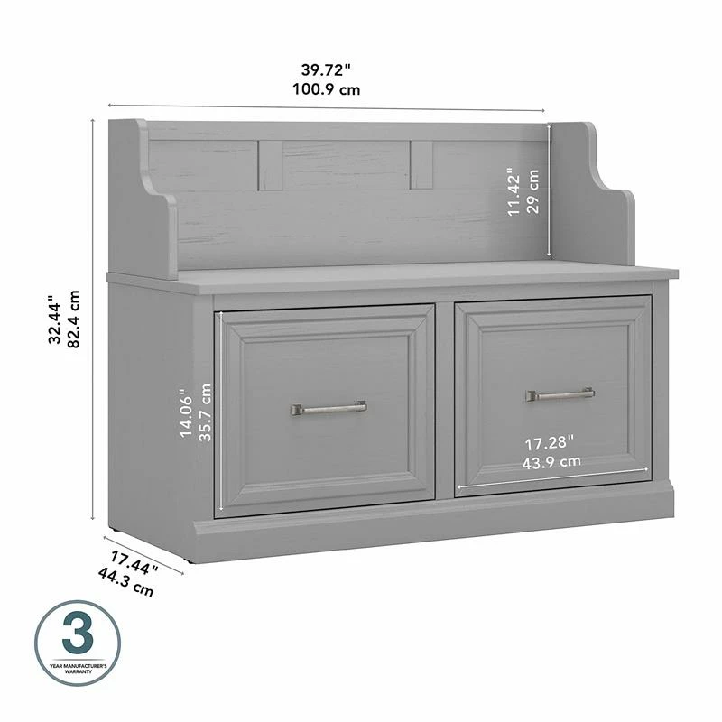 Top 10 โค๏ธ Kathy Ireland Home By Bush Furniture Woodland 40W Entryway Bench With Doors In Cape Cod Gray - Engineered Wood ๐ - Image 6