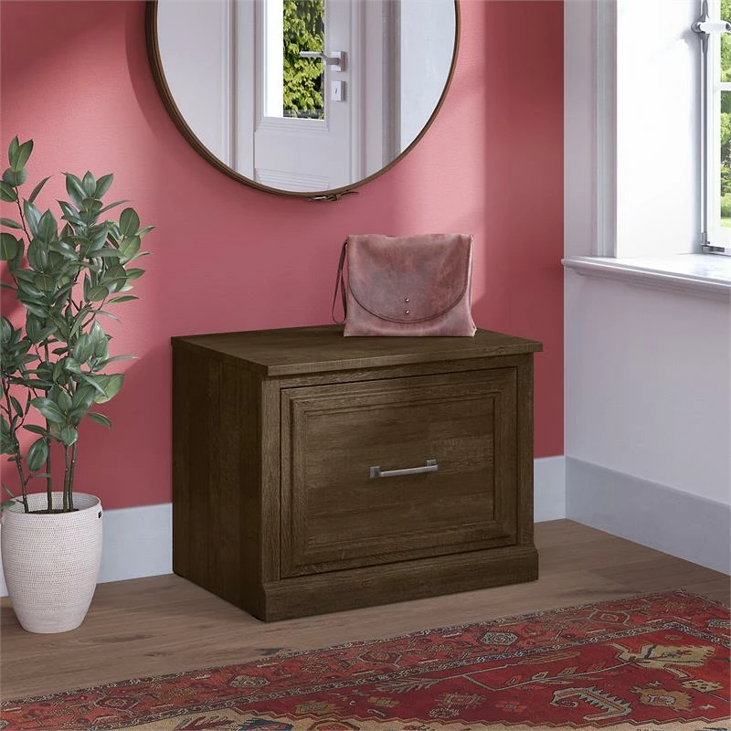Cheap ๐ Kathy Ireland Home By Bush Furniture Woodland 24W Small ๐ Shoe Bench With Drawer In Ash Brown - Engineered Wood ๐ฅ - Image 2
